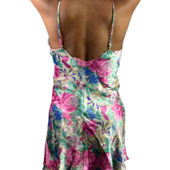 Vintage Victorias Secret Chemise Silky Floral Pink Gold Label Babydoll 90s Small - Picture 5 of 13